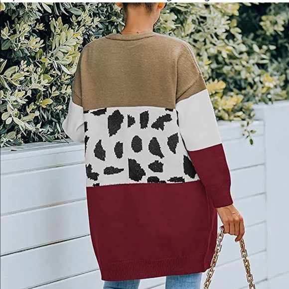 🔥 Women Chic Leopard Print Pockets Button Down Loose Knitted Cardigan - Picture 3 of 4